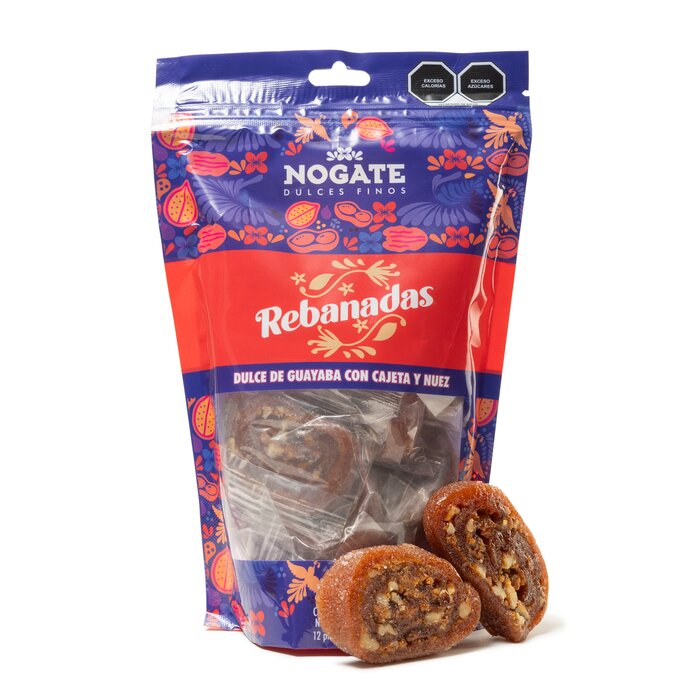 Rebanadas de Guayaba con Cajeta y Nuez - Bolsa Pouch con 12 pz